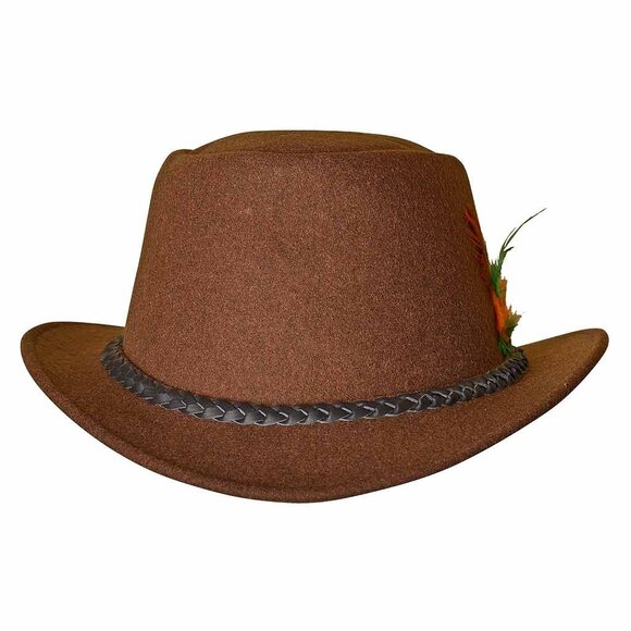 Oktoberfest Costume Men Hat Real Wool Vintage Bavarian Hat Brown German Hat NEW - Picture 2 of 5